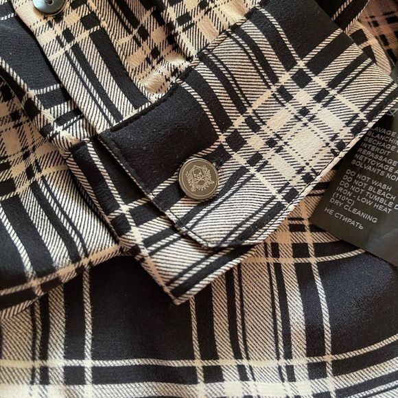 The Kooples Plaid Silk Button Down Blouse - Picture 6 of 9